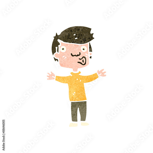 retro cartoon impressed boy