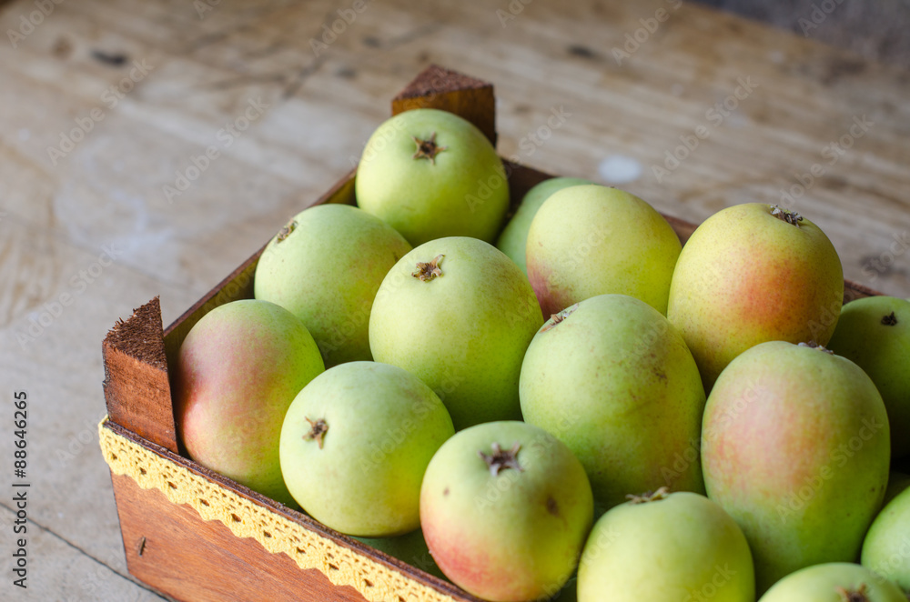 Wooden box full of ripe pears. Wooden box full of ripe pears.