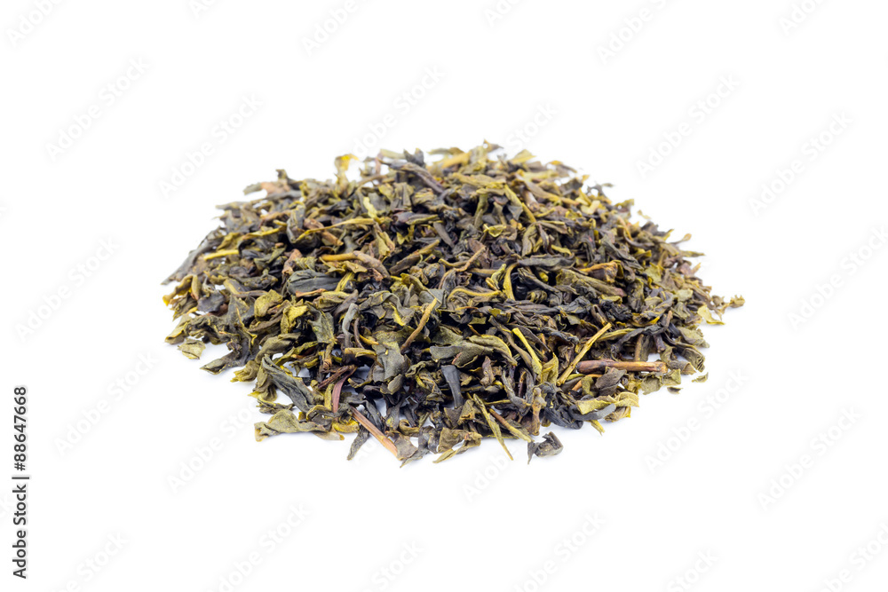 Heap of Loose green tea Earl Grey isolated on white background Heap of Loose green tea Earl Grey isolated on white background