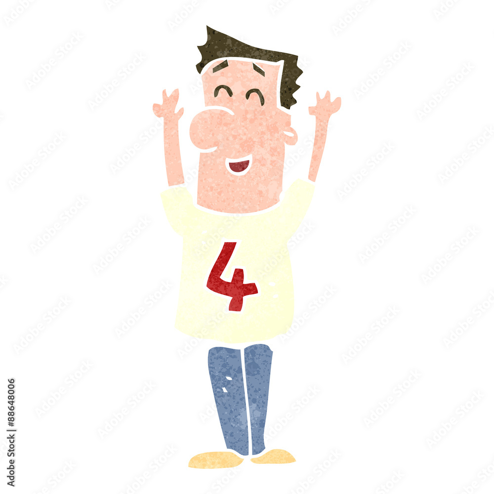 retro cartoon man in sports shirt with number retro cartoon man in sports shirt with number