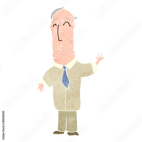retro cartoon waving man