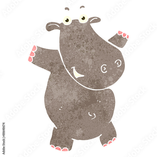 retro cartoon hippo