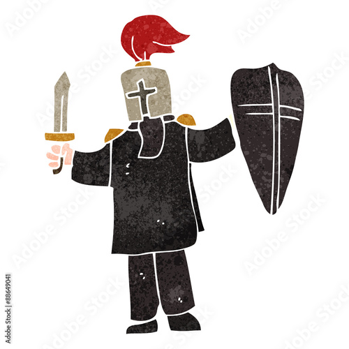 retro cartoon medieval black knight