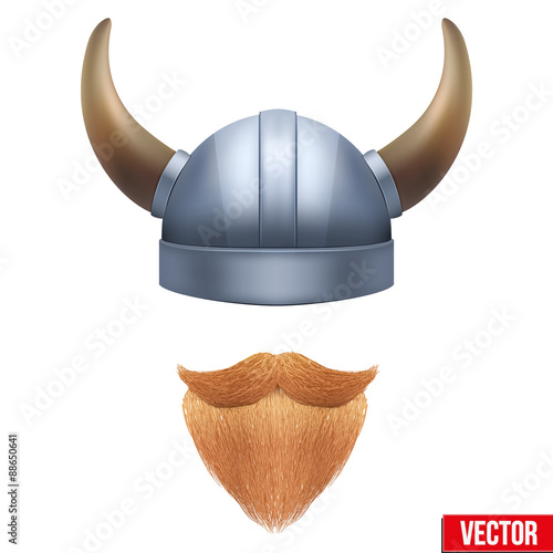 Viking symbol with horned helmet and beard