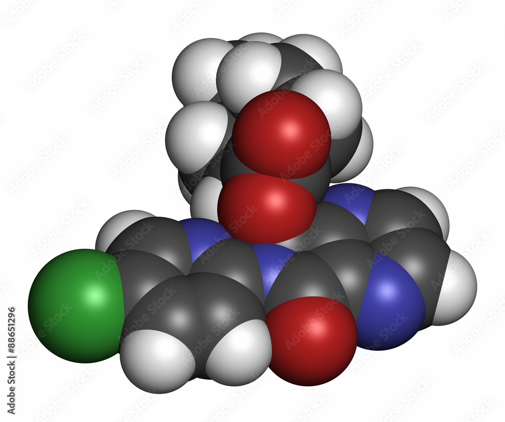 Eszopiclone hypnotic drug molecule (sleeping pill). Eszopiclone hypnotic drug molecule (sleeping pill).