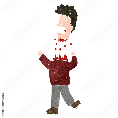 retro cartoon man with severed head