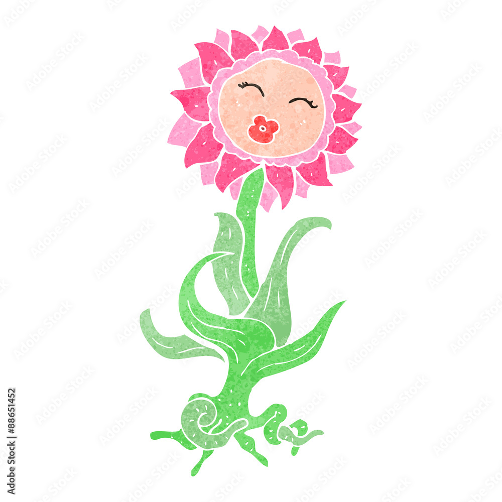 Fototapeta premium retro cartoon flower