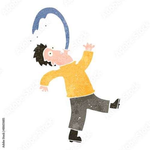 retro cartoon man spitting water