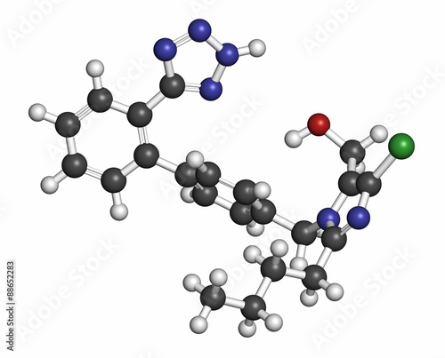 Losartan hypertension drug molecule. photo