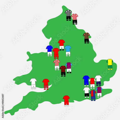 English League Clubs Map 2013-14 Premier League