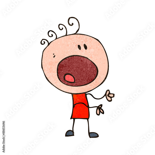 retro cartoon of a complaining boy