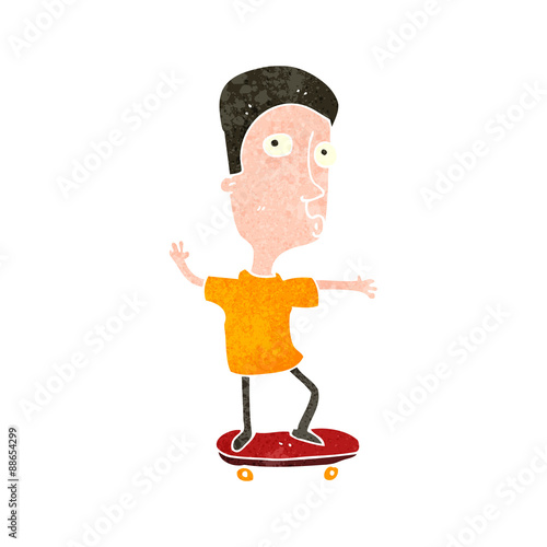 retro cartoon skateboarding boy