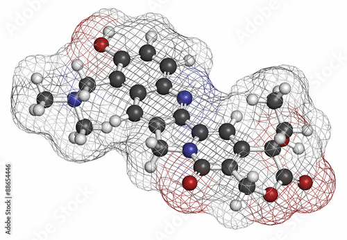 Topotecan cancer drug molecule (topoisomerase I inhibitor). 