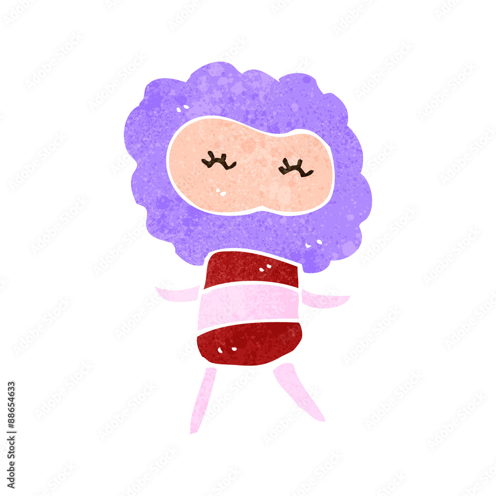 retro cartoon cute little cloud creature
