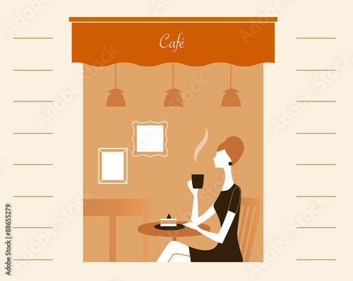 カフェでコーヒーを飲む女性
