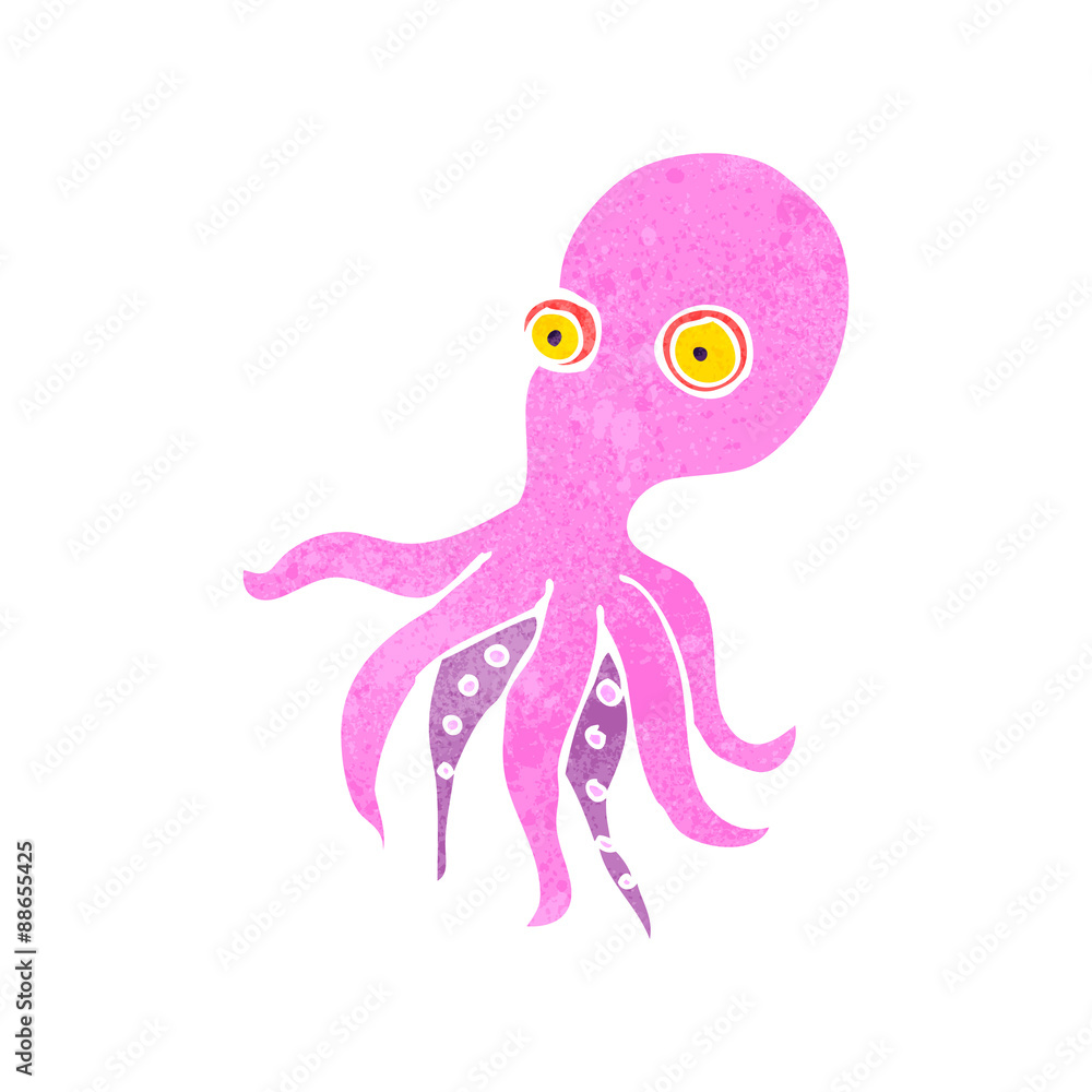 retro cartoon pink octopus retro cartoon pink octopus