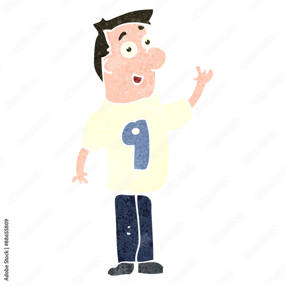 retro cartoon man in shirt number nine retro cartoon man in shirt number nine