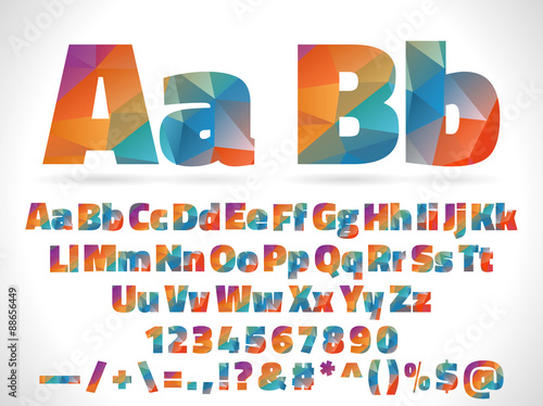 low poly style alphabet letters isolated on white background