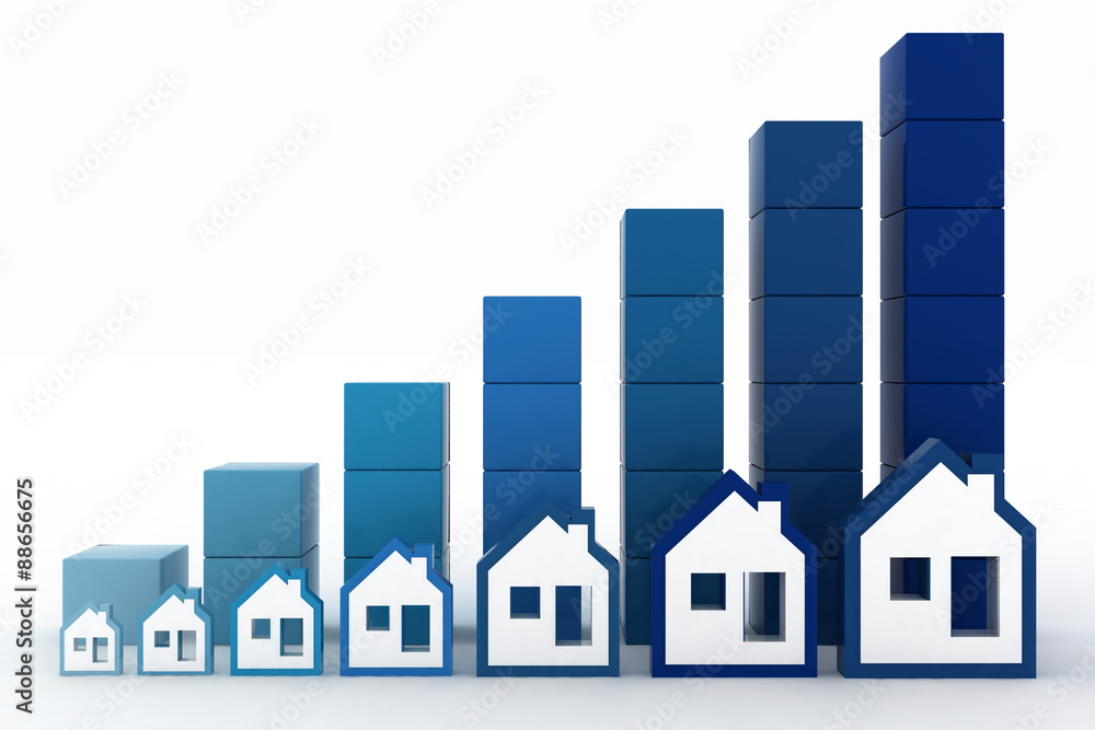 Diagram of growth in real estate prices - obrazy, fototapety, plakaty 