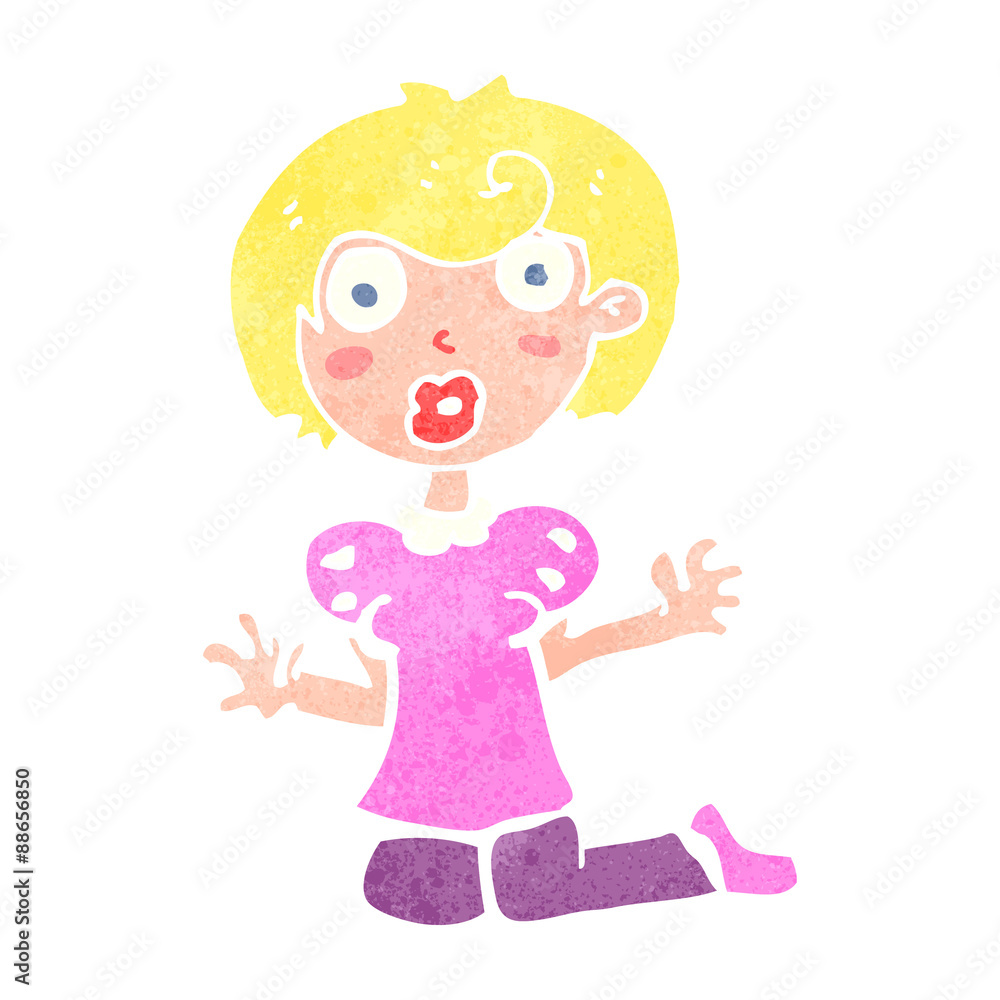 retro cartoon surprised woman