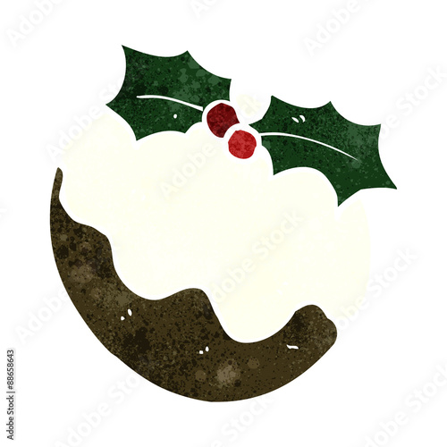 retro cartoon christmas pudding