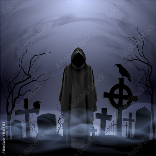 Angel of death in the cemetery
