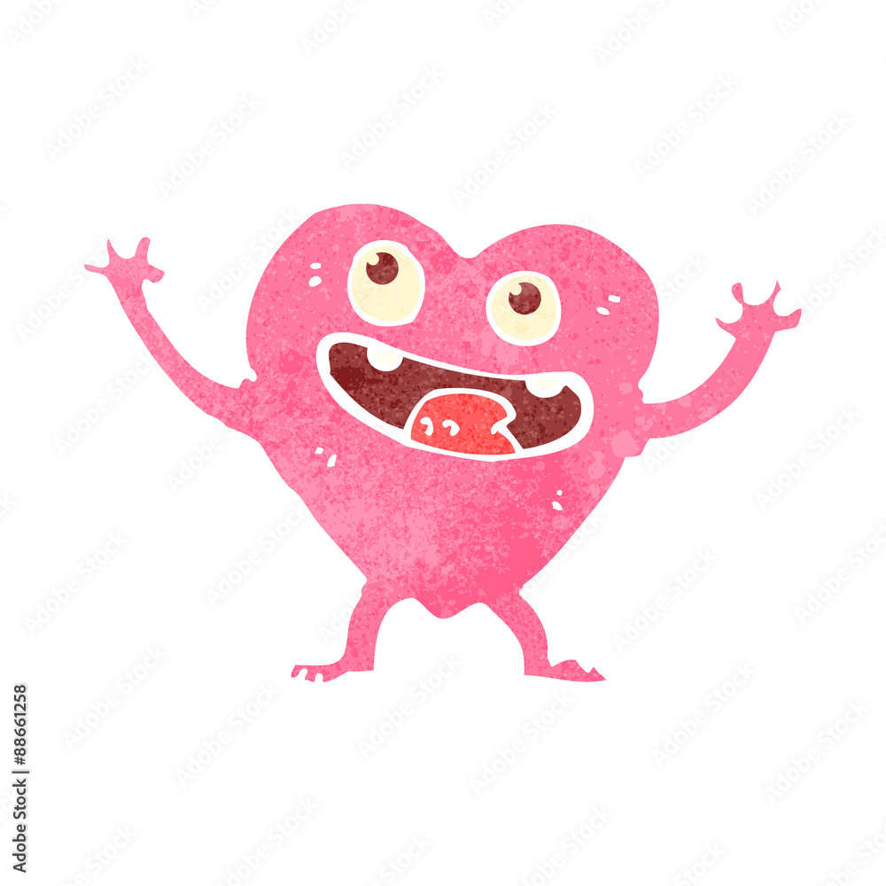 retro cartoon funny love heart character retro cartoon funny love heart character