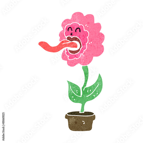 retro cartoon funny flower