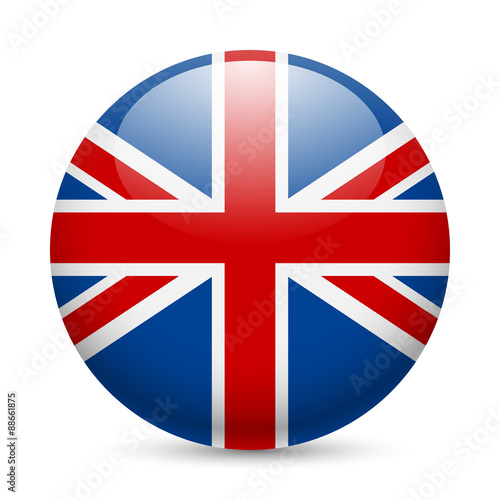 Round glossy icon of Great Britain