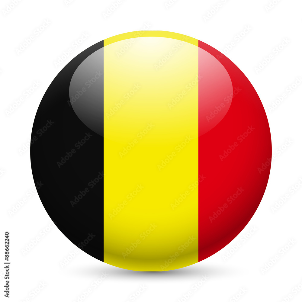 Round glossy icon of Belgium