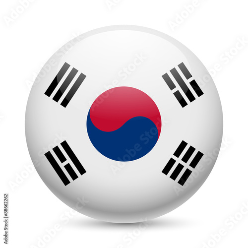 Round glossy icon of South Korea