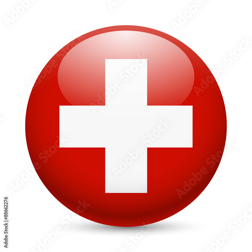 Round glossy icon of Switzerland
