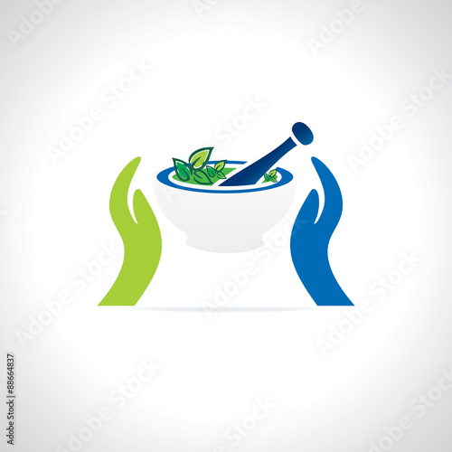 creative mortar pestle ayurveda concept vector illustration