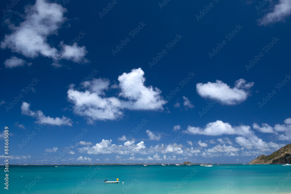 The blue at Saint Martin, Caribbean sea