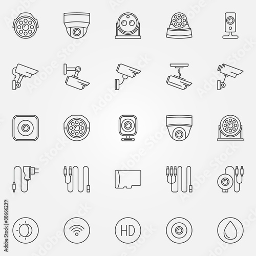 Home security cameras icons