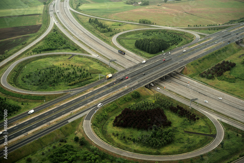 High view on road