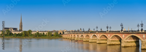 France, Bordeaux, 33, Pierre bridge and Saint Michel church