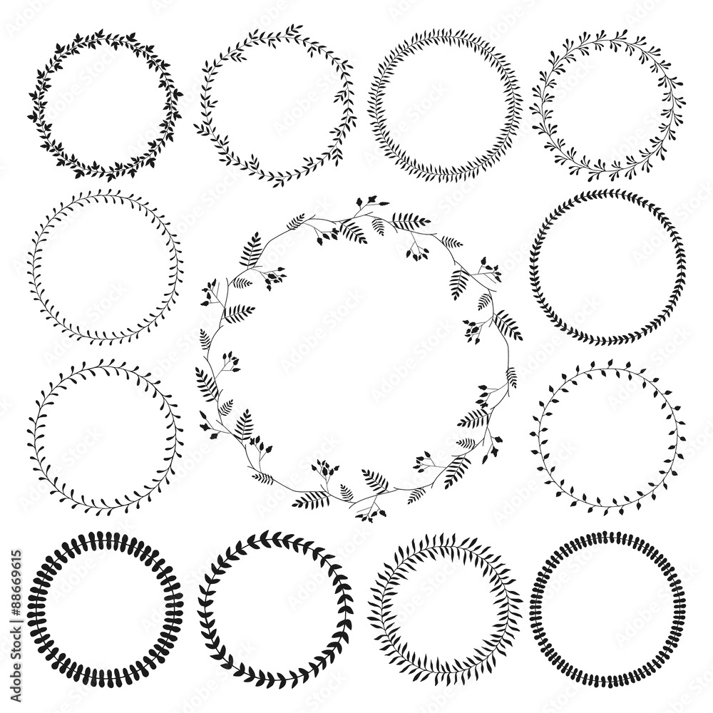 Big collection of circle cute hand drawn floral frames Big collection of circle cute hand drawn floral frames