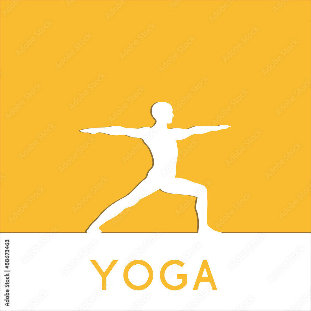 Vetor de Contour of man in yoga pose on the colour background