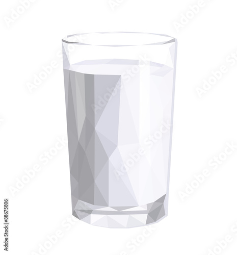 low-poly polygonal glass full of milk sour cream yogurt