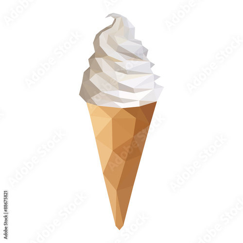 low-poly polygon ice cream cone