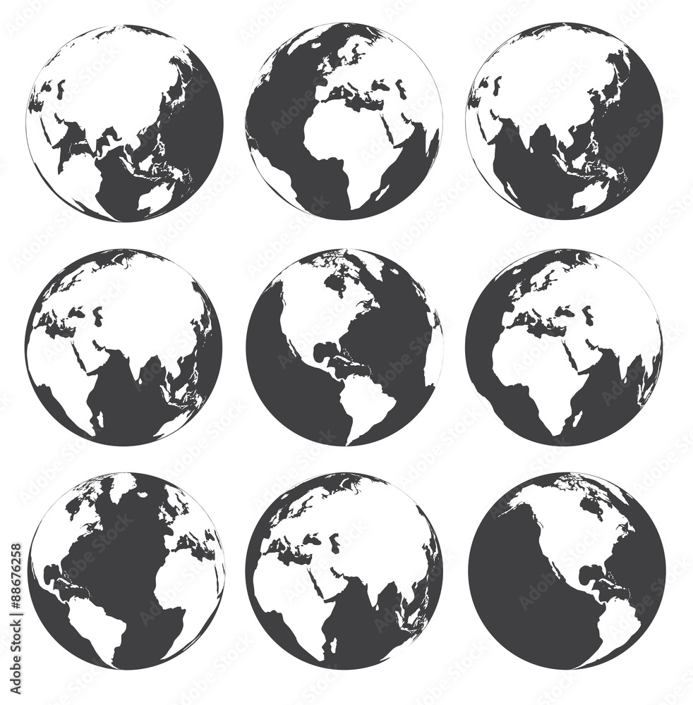 Obraz Vector globe earth icons on a white background