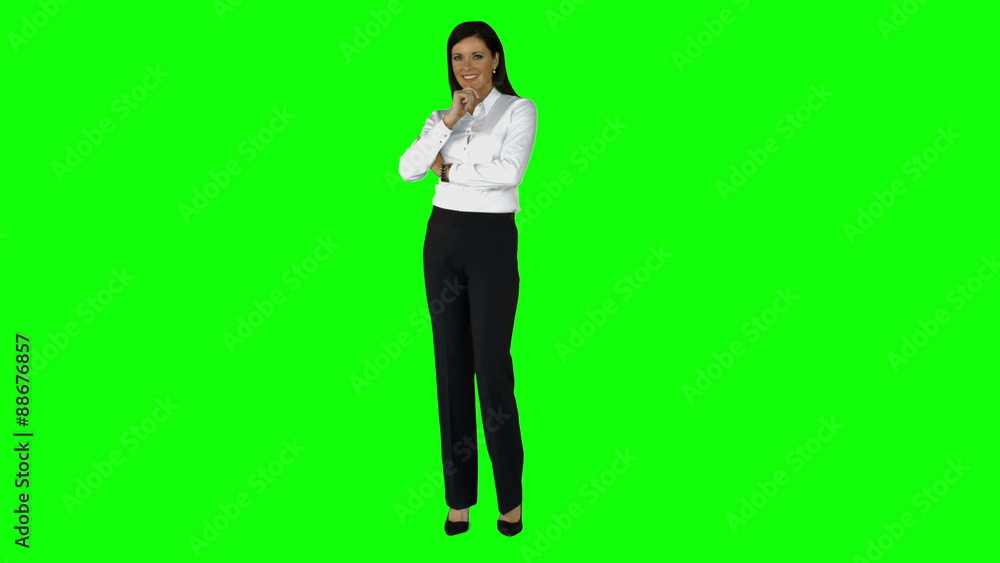 Businesswoman thinking and smiling Businesswoman thinking and smiling