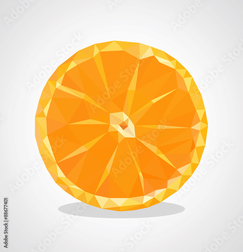 low poly polygon orange fruit sliced