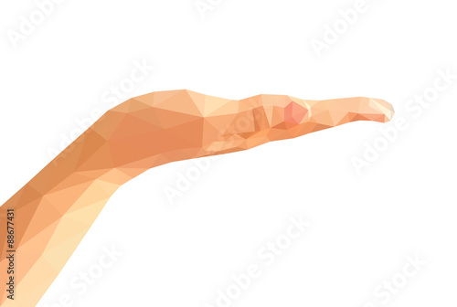 low poly right hand open hand isolated empty