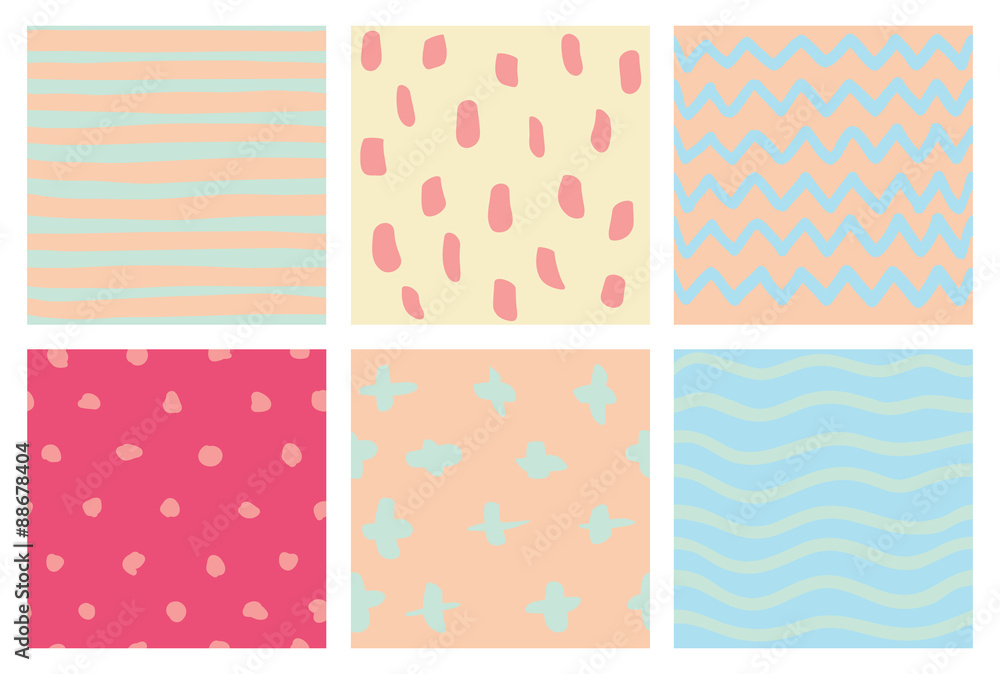 Seamless doodle background set Seamless doodle background set
