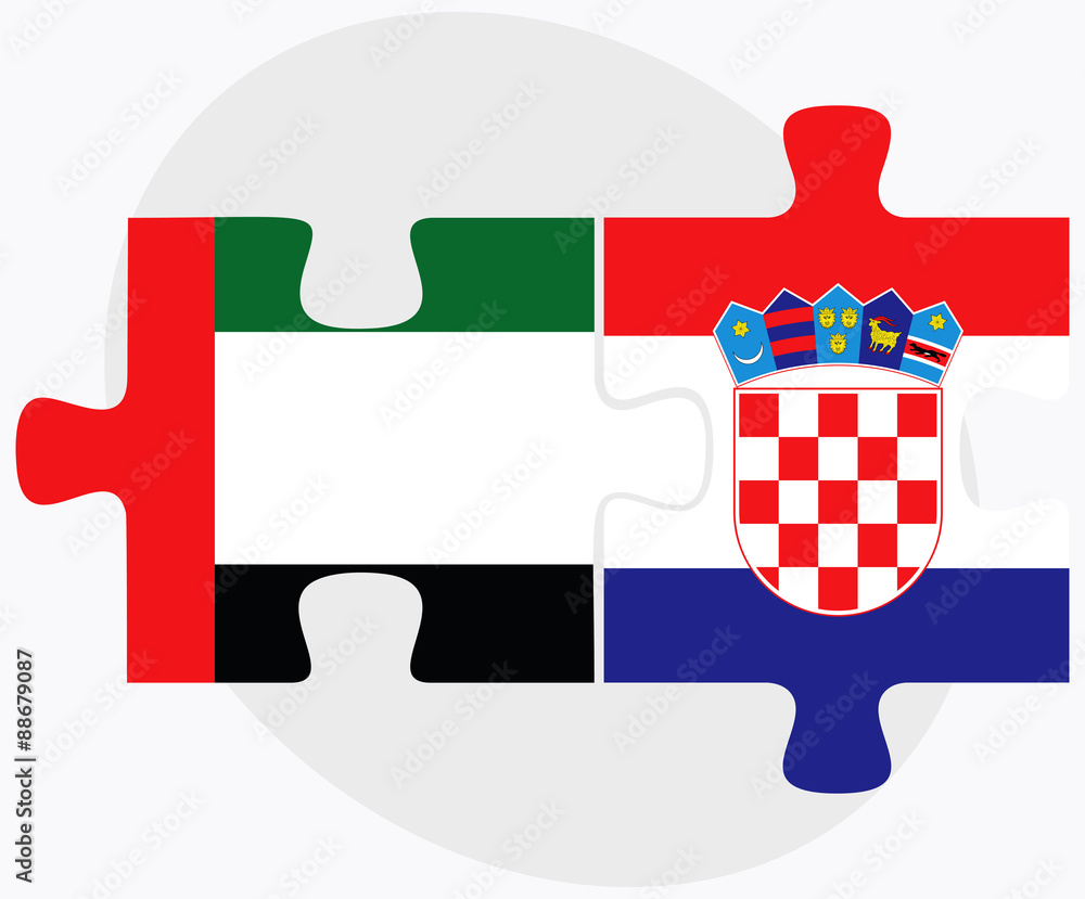 Naklejka premium United Arab Emirates and Croatia Flags