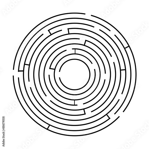 Circular maze black on a white background