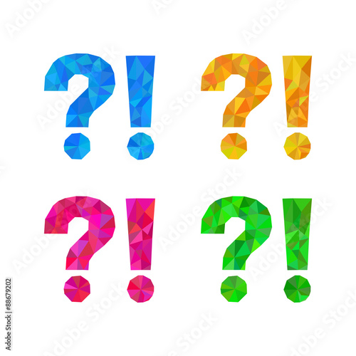 set an exclamation point and question mark on a white background