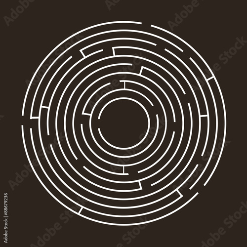 White circular maze on a black background